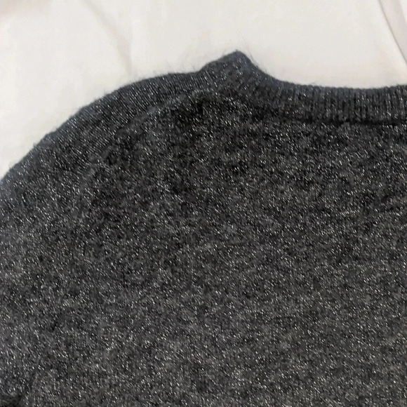 Banana Republic Fluffy Metallic Crewneck Sweater, Color Dark Charcoal Size XS - Picture 9 of 11